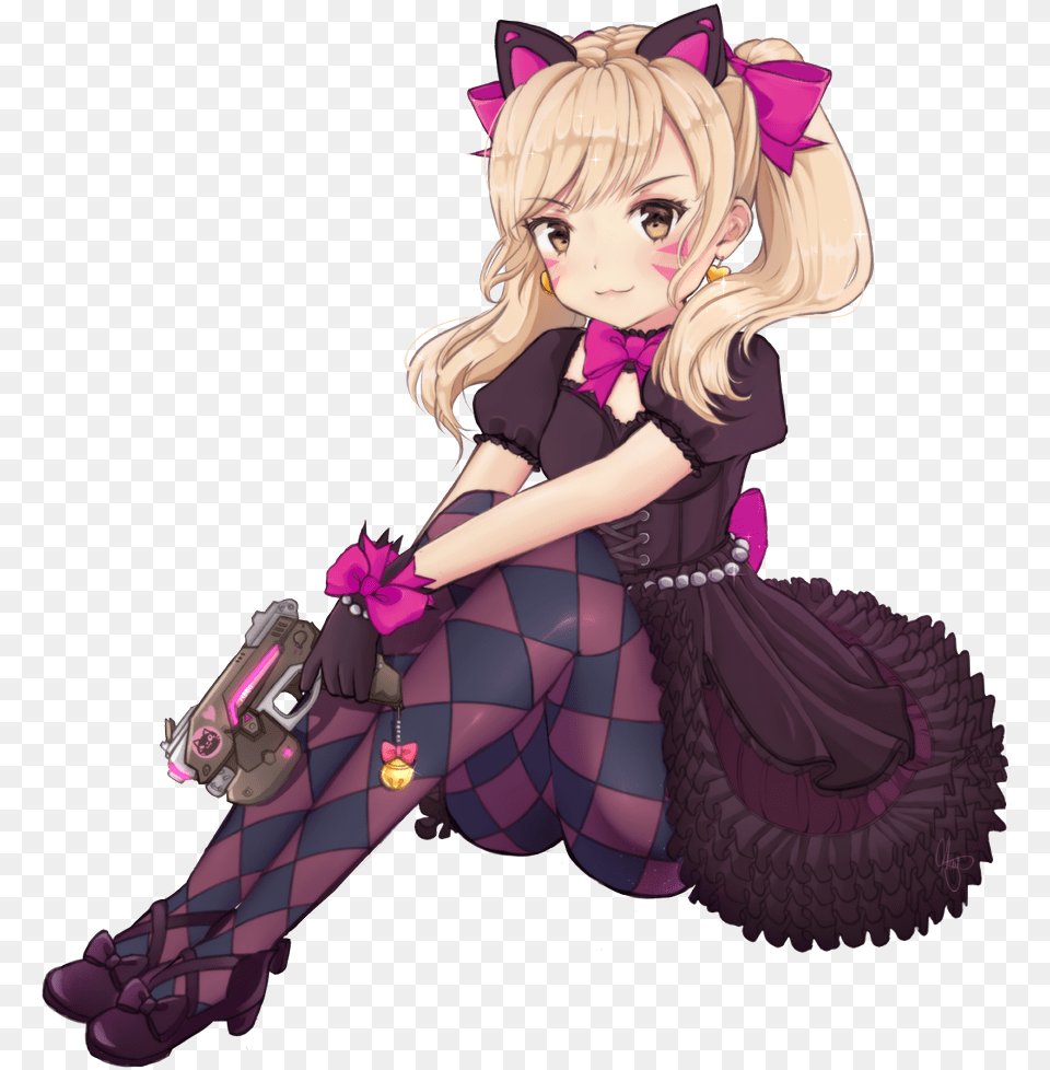 Mayu On Twitter Black Cat D Va Fanart, Publication, Book, Comics, Woman Free Png Download