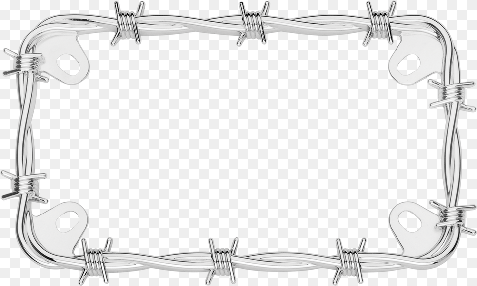 Mc Barbed Wire Chrome Barbed Wire Motorcycle License Plate Frame, Barbed Wire, Blade, Dagger, Knife Png