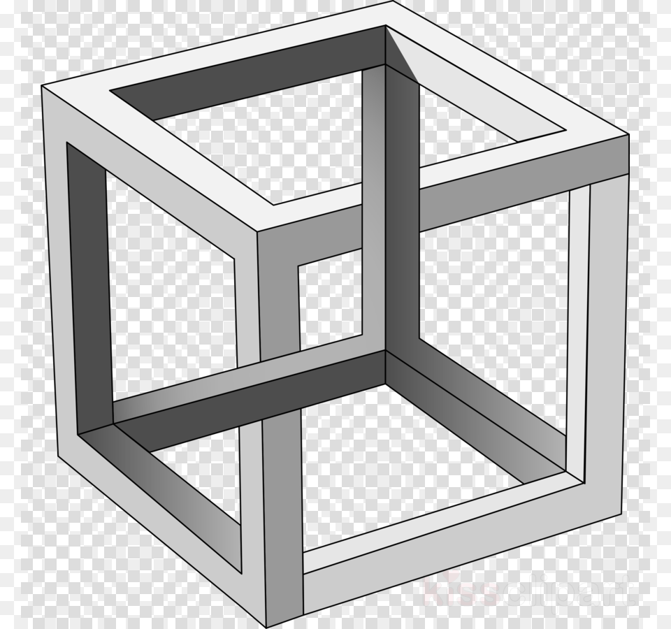 Mc Escher Impossible Cube Clipart Impossible Cube Penrose Cubo Imposible, Box, Jar, Blackboard, Furniture Png Image