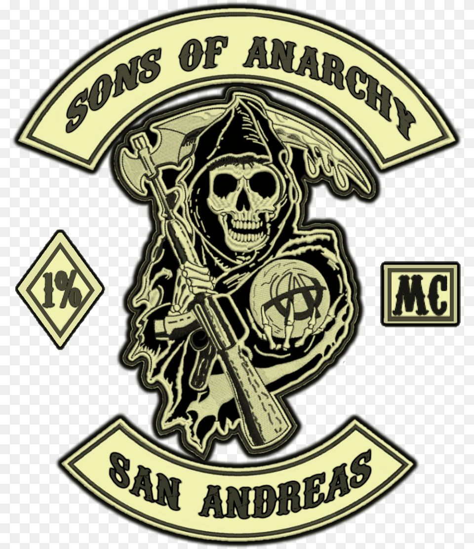 Mc Patch Sons Of Anarchy Make Sons Of Anarchy Emblem, Symbol, Logo, Person, Pirate Free Transparent Png