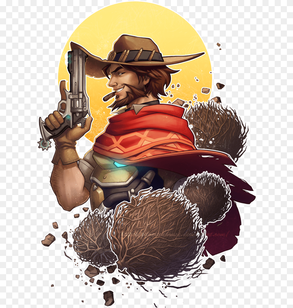 Mccree Art, Clothing, Hat, Person, Weapon Free Png Download