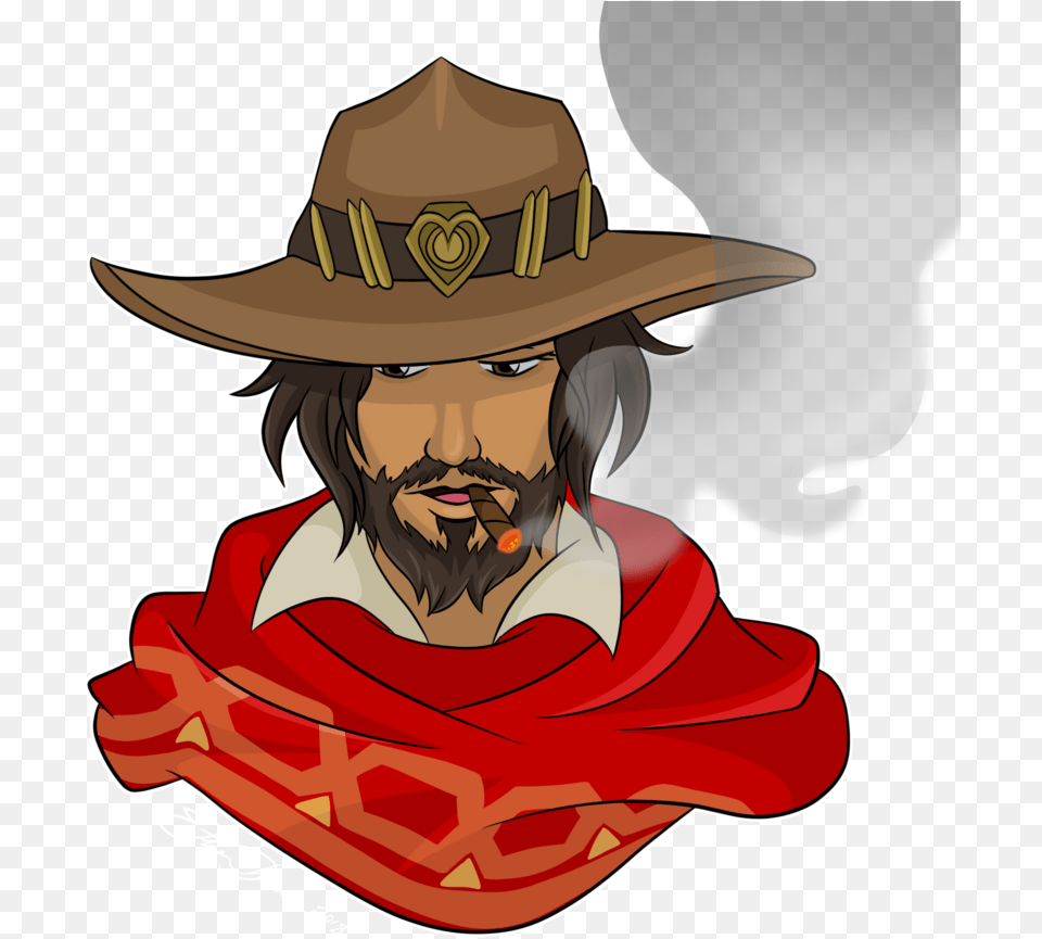 Mccree Hat Illustration, Clothing, Cowboy Hat, Person, Adult Free Png Download