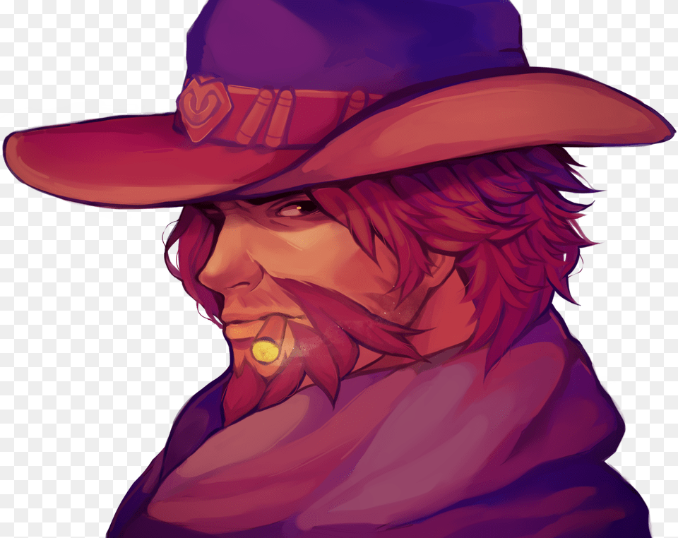 Mccree Overwatch Portrait Overwatch Anime Portraits Video Game, Clothing, Hat, Adult, Female Png