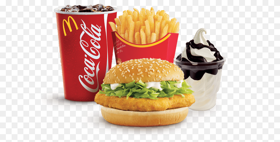 Mcdonalds Mcchicken Menu With Small Sundae, Burger, Food, Cup, Beverage Free Transparent Png