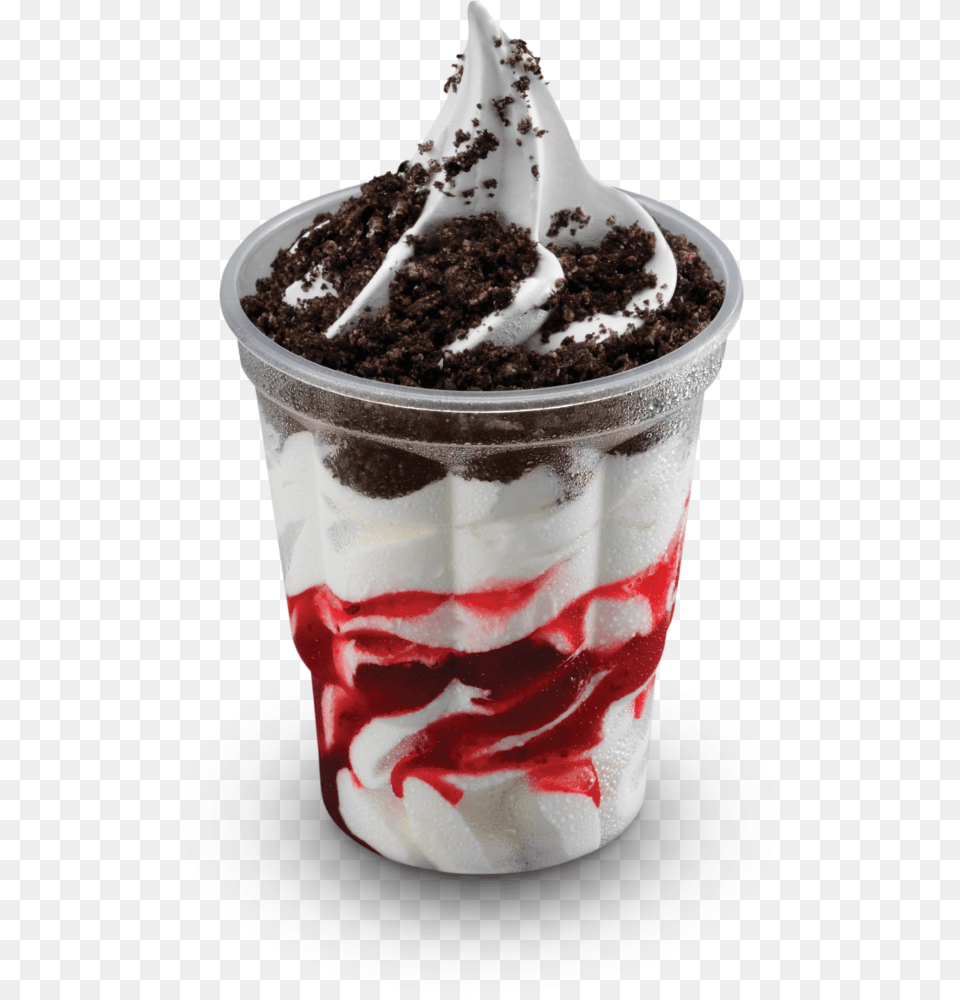 Mcdonalds Oreo Strawberry Sundae, Cream, Dessert, Food, Ice Cream Png Image