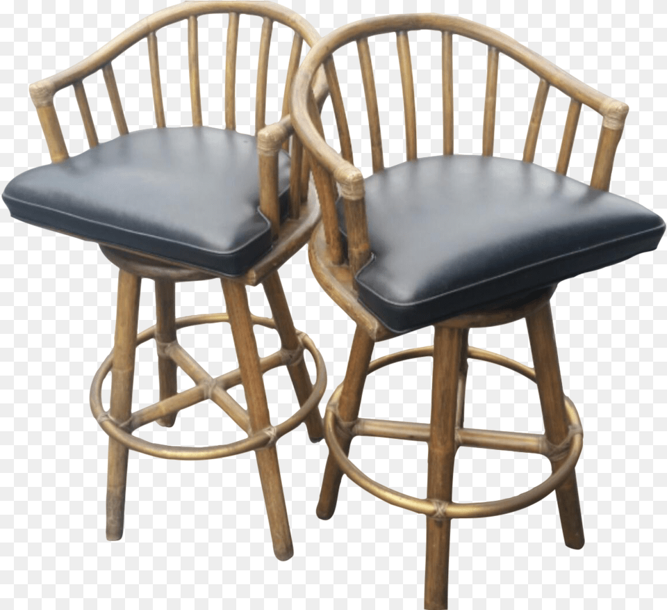 Mcguire Rattan Swivel Barstool Windsor Chair, Furniture Png