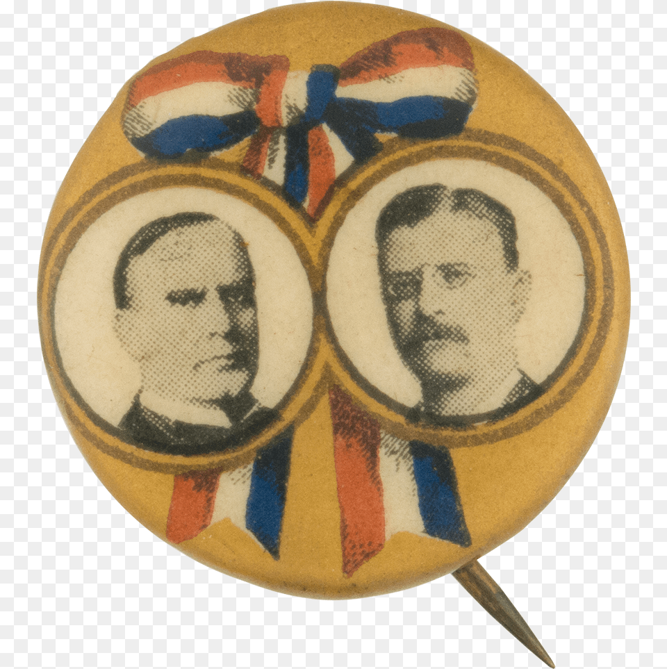Mckinley Roosevelt Campaign Political Button Museum Embroidery, Home Decor, Face, Head, Person Free Png Download