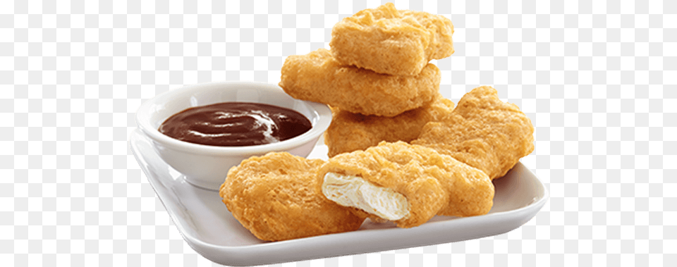 Mcnuggets 6 Pieces Chicken Nuggets With Barbecue Sauce, Food, Fried Chicken, Ketchup Free Png Download