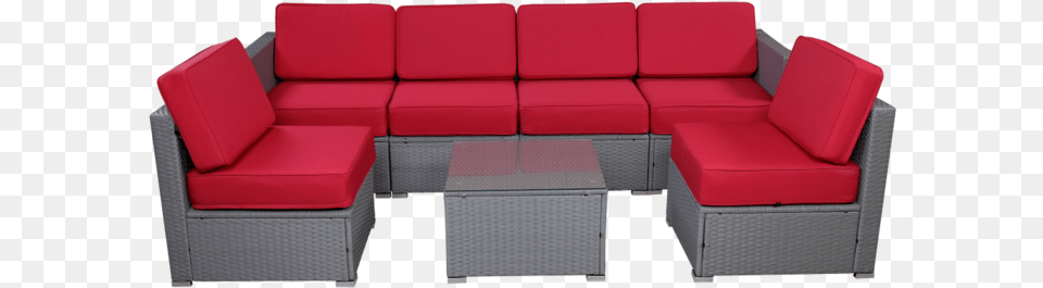 Mcombo Outdoor Grey Patio Rattan Wicker Sectional Conversation Coffee Table, Couch, Furniture Free Png