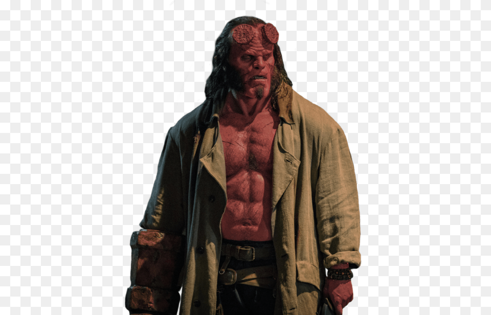 Mcu Captain America Vs Hellboy 2019 Hellboy 2019, Portrait, Clothing, Coat, Face Png Image