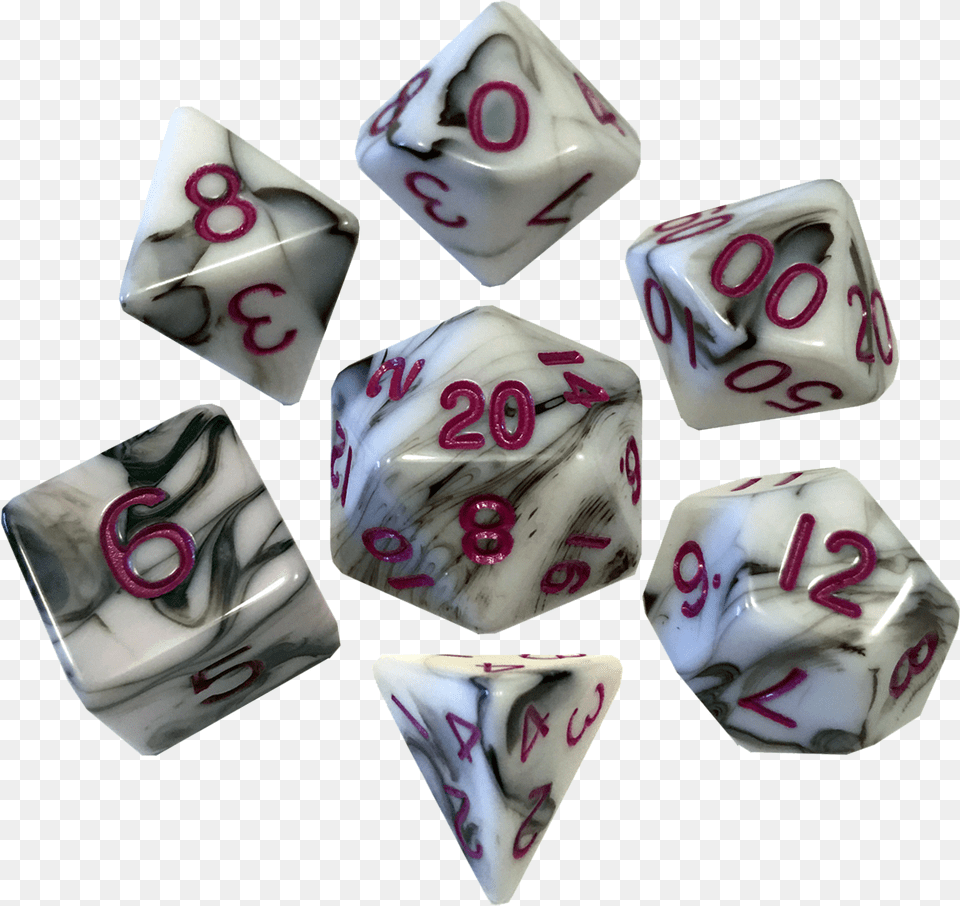 Mdg Acrylic 16mm 7 Die Set Marble With Purple Metallic Dice Games, Game, Cup, Tape, Person Png Image