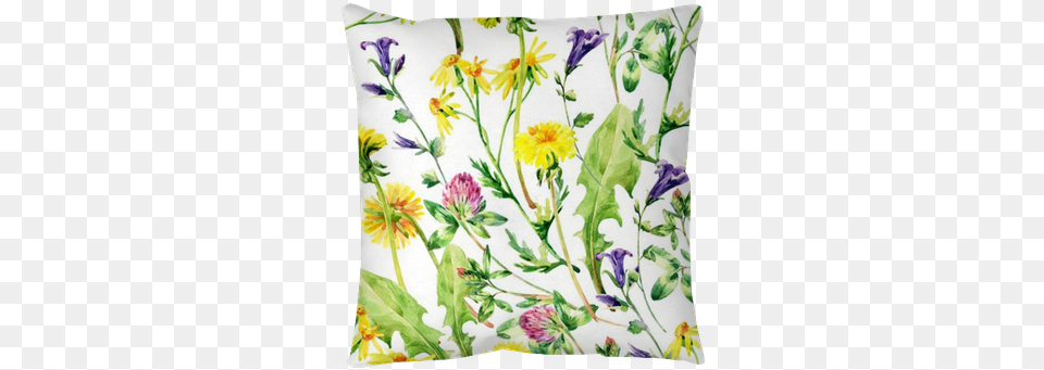 Meadow Watercolor Wild Flowers Seamless Pattern Throw Watercolor Painting, Cushion, Home Decor, Plant, Pillow Free Png