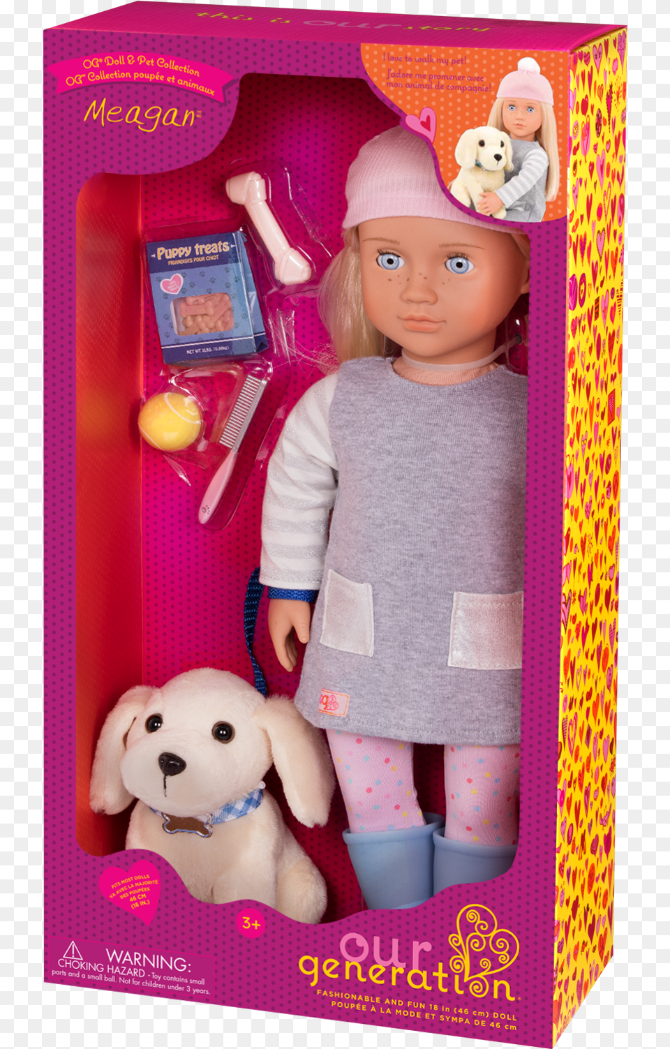 Meagan And Golden Retriever 18 Inch Doll And Pet In Our Generation Doll With Puppy, Toy, Face, Head, Person Free Png