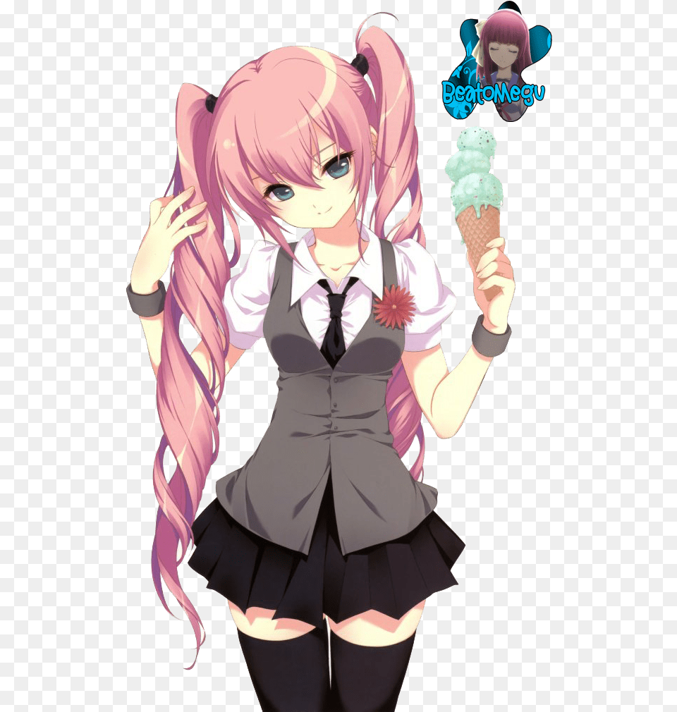 Mean Anime Girl With Pink Hair, Food, Book, Publication, Comics Free Transparent Png