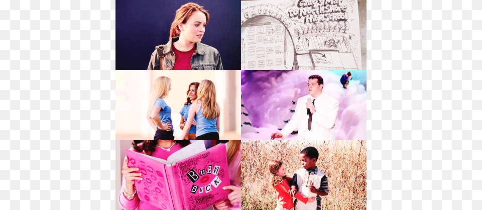 Mean Girls Wallpaper Possibly Containing A Sign A Mean Girls, Art, Collage, Woman, Male Free Transparent Png