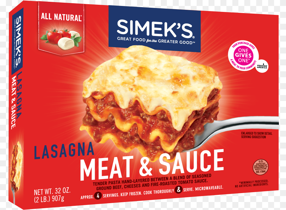 Meat Sauce Lasagna Simeks, Food, Pasta, Advertisement, Cutlery Free Transparent Png