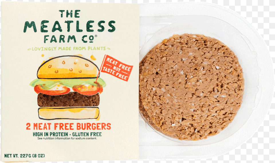 Meatless Farm Vegan Burger, Food, Advertisement, Plate, Bread Free Png Download