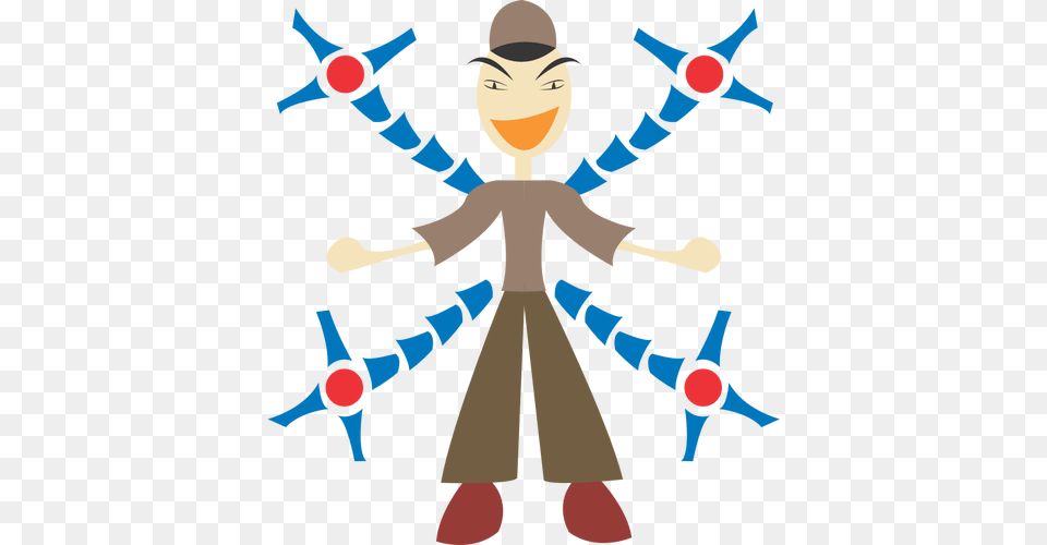Mechanic Arms Man Vector Clip Art, Person, Juggling, Face, Head Png Image