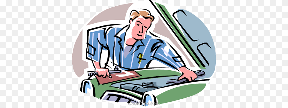 Mechanic Under The Hood Royalty Vector Clip Art Illustration, Adult, Male, Man, Person Png