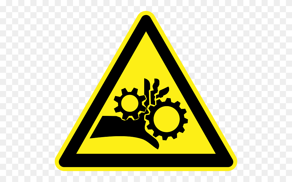Mechanical Crush Hazard Warning Sign, Symbol, Triangle, Road Sign Free Png Download