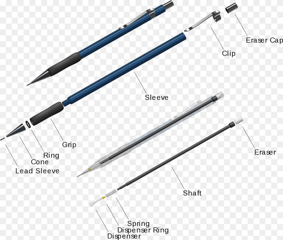 Mechanical Pencil Components, Pen, Weapon Free Png