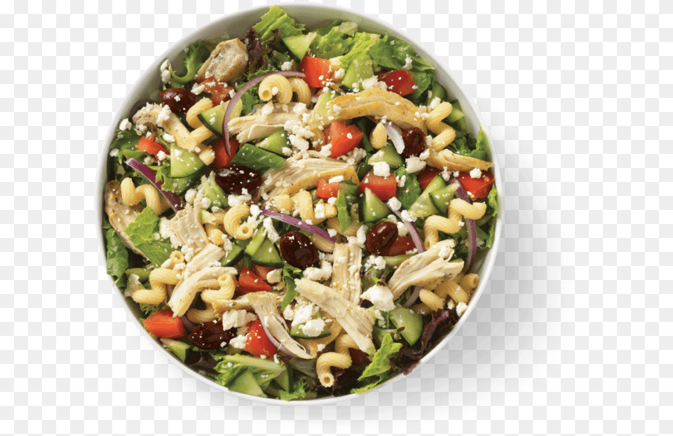Med Salad With Chicken Noodles And Company, Food, Lunch, Meal, Pasta Png Image