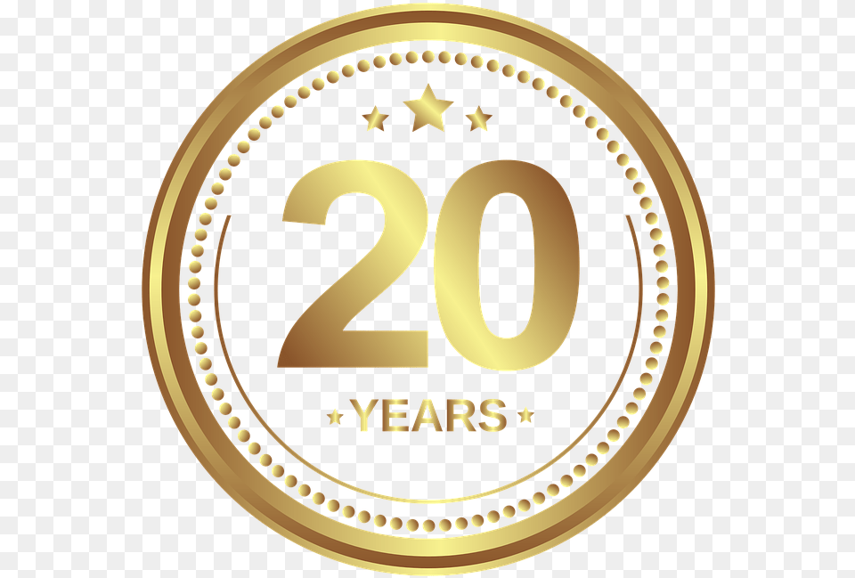 Medal Anniversary 20 Years 20 Year Anniversary Gold, Coin, Money, Disk Free Transparent Png