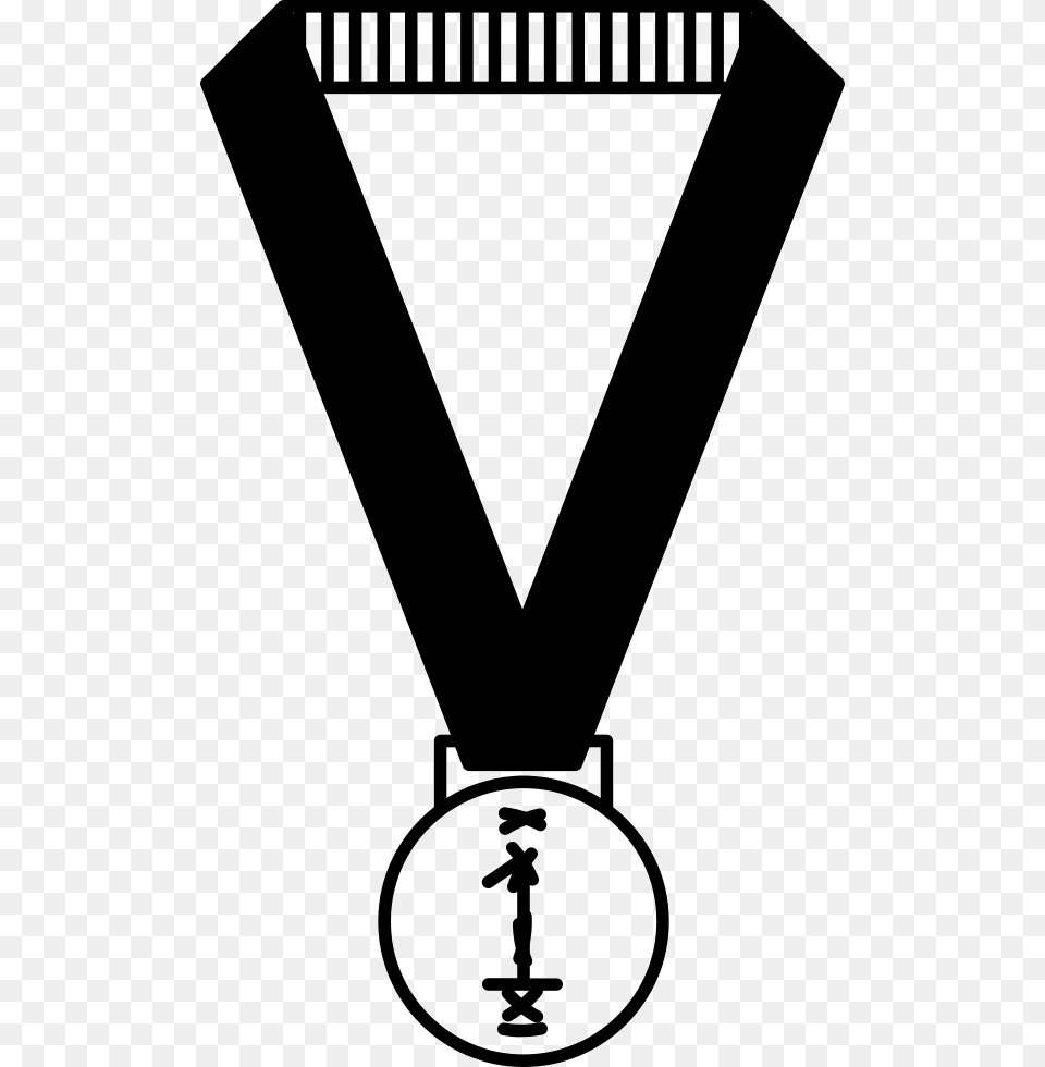 Medal Hanging Of A Ribbon Medal Clipart Black And White, Stencil Free Png Download