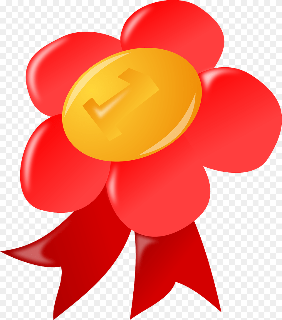 Medal Winner Golden Ribbon Reward Medallion Red Award, Balloon, Flower, Plant Free Png