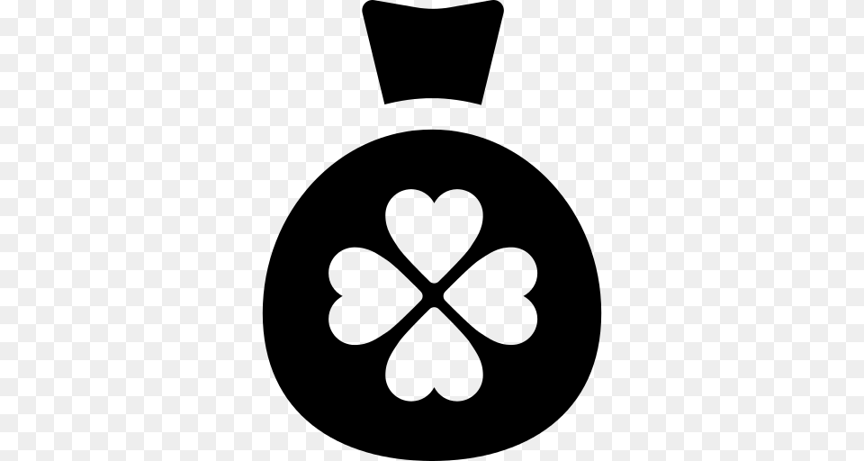 Medal With Four Leaf Clover Icon, Gray Png Image