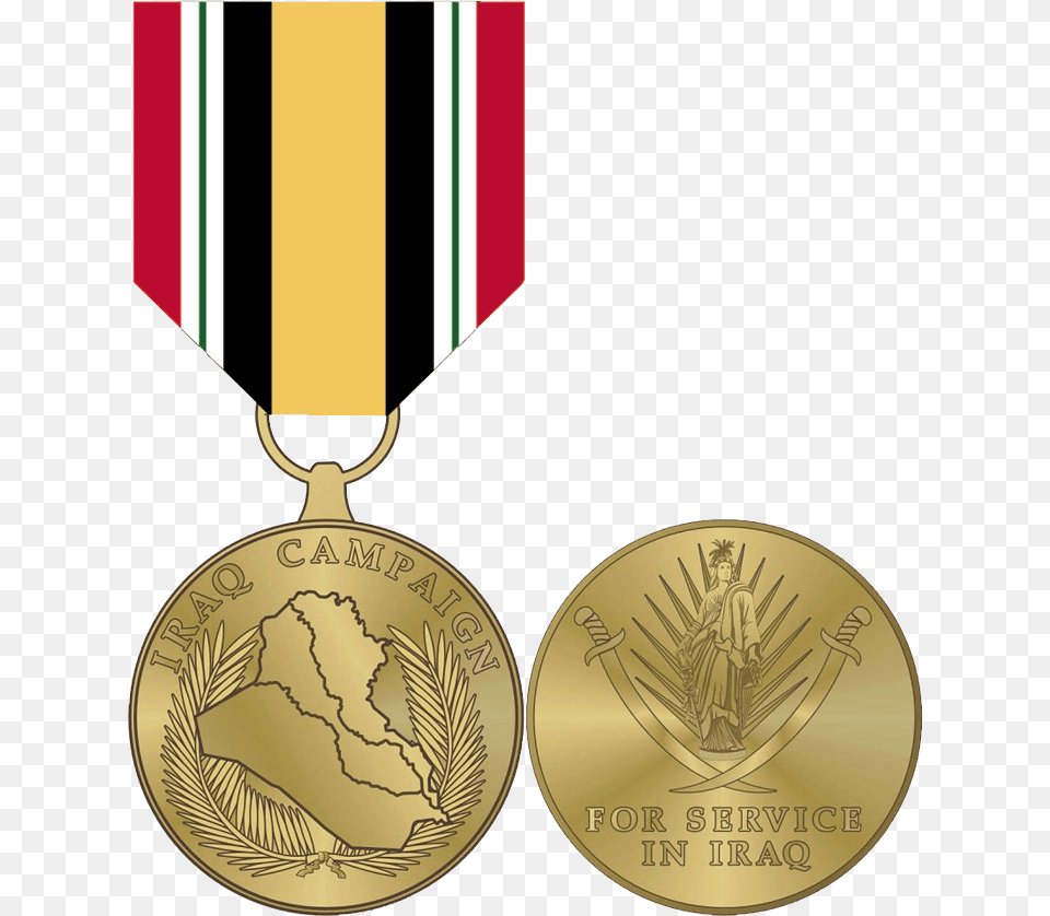Medalgold Medalbronze Medalsilver Accessory Iraq Campaign Medal, Gold, Gold Medal, Trophy, Person Png Image
