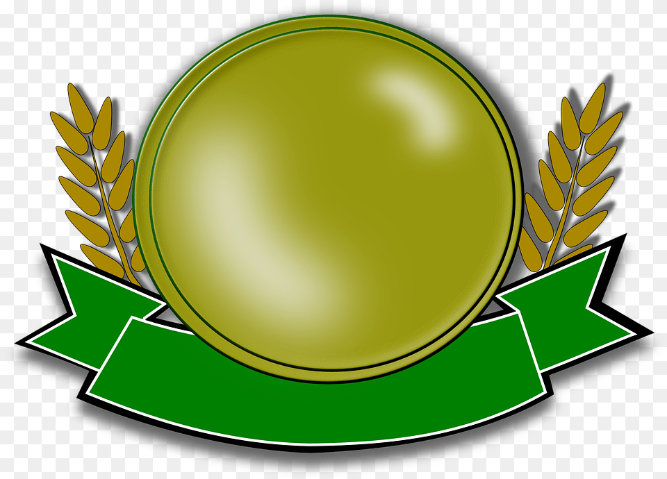 Medalla Escudo De Armas Sello Premio Impresin Green Medal Clipart, Sphere, Plate Png Image
