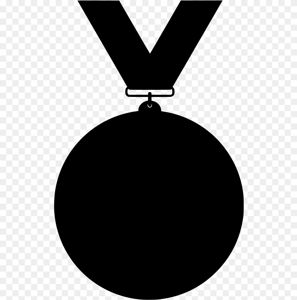 Medalla Negro Silueta Fondo Transparente Medals Clipart Black And White, Gray Free Png Download