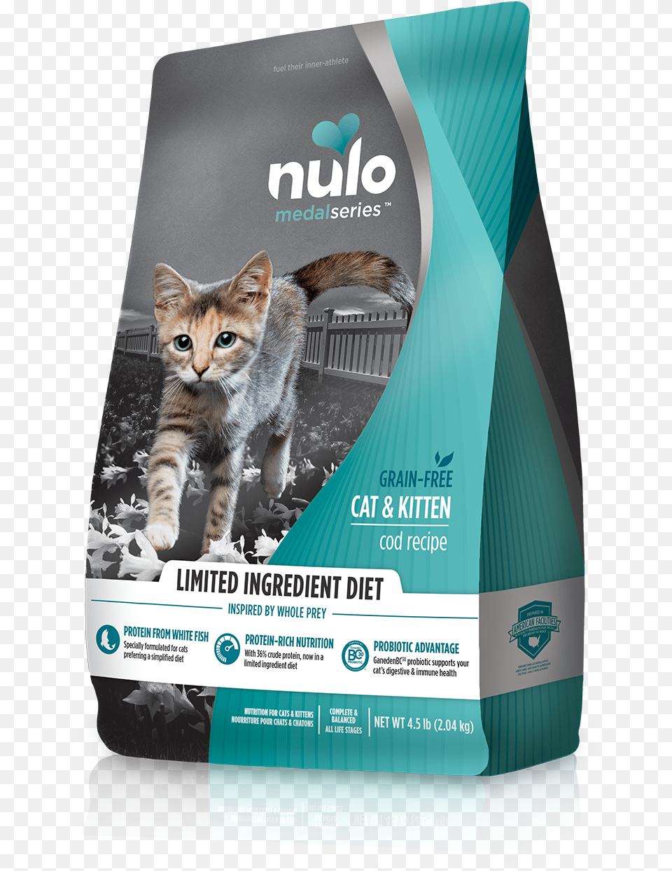 Medalseries Limited Ingredient Cat Kitten Cod Recipe Nulo Limited Ingredient Cat Food, Advertisement, Poster, Animal, Mammal Png Image