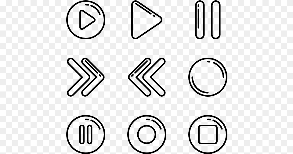 Media Mega Pack Outlined Media Player Icons, Gray Free Transparent Png