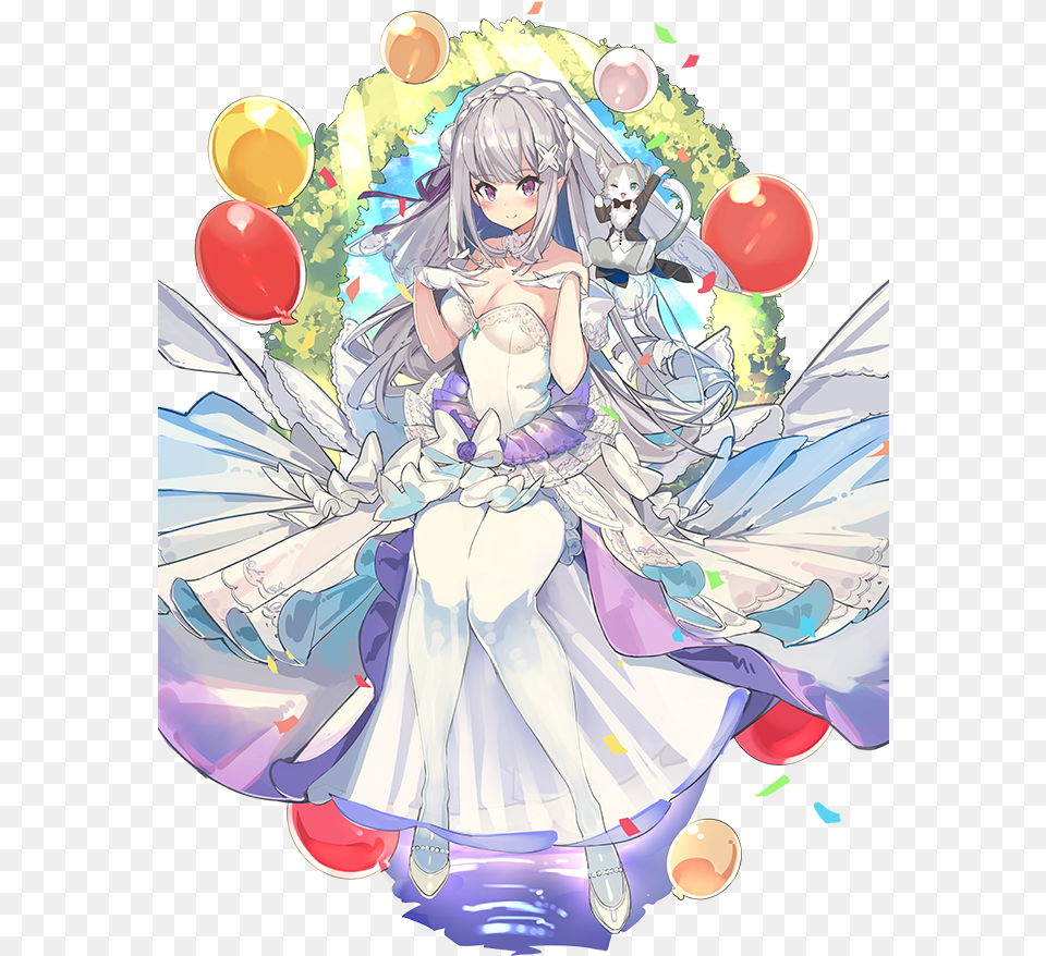 Mediamedia Emilia In A Wedding Dress Ft Puck Wedding Ram Art Re Zero, Book, Publication, Comics, Adult Free Png Download