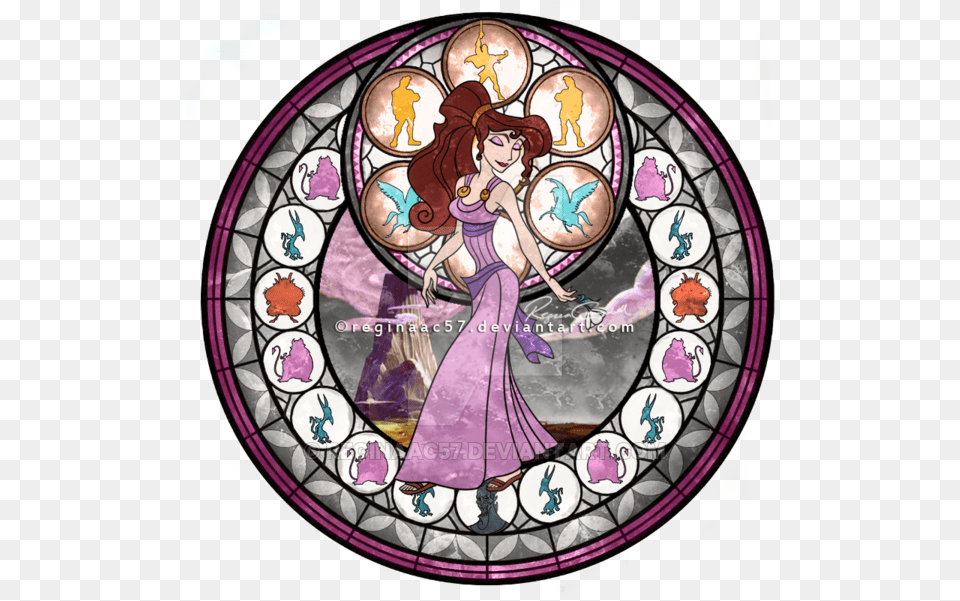 Mediamedia Megara Dive Into The Heart Fanart By Reginaac57 Kingdom Hearts Stained Glass Jasmine, Art, Person, Face, Head Free Png