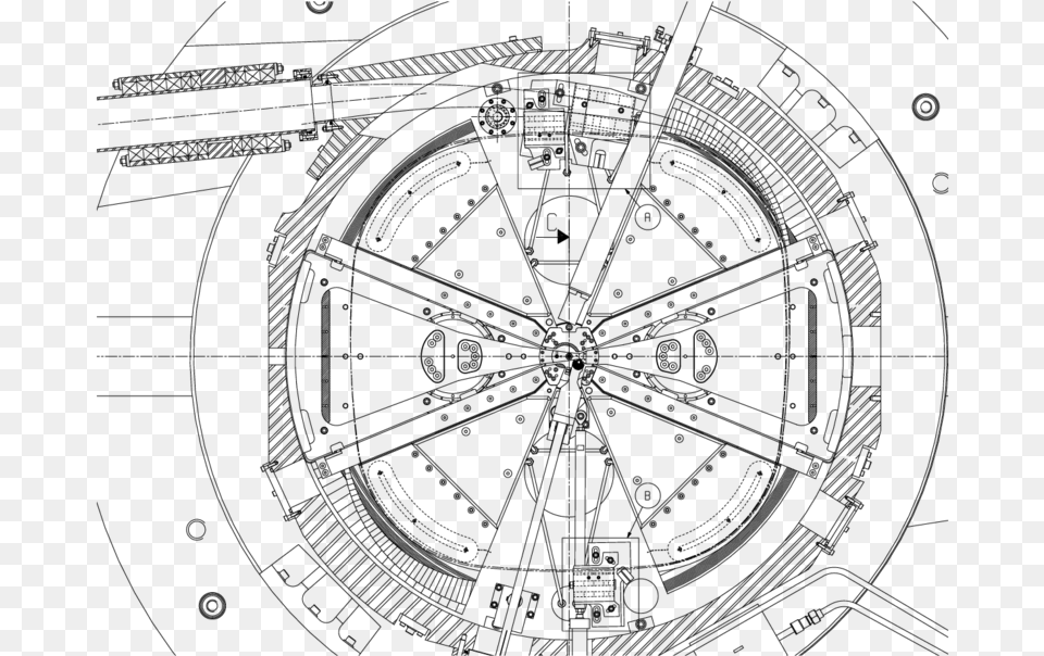 Median Plane Drawing Of The Self Extracting Cyclotron Drawing, Gray Free Png Download