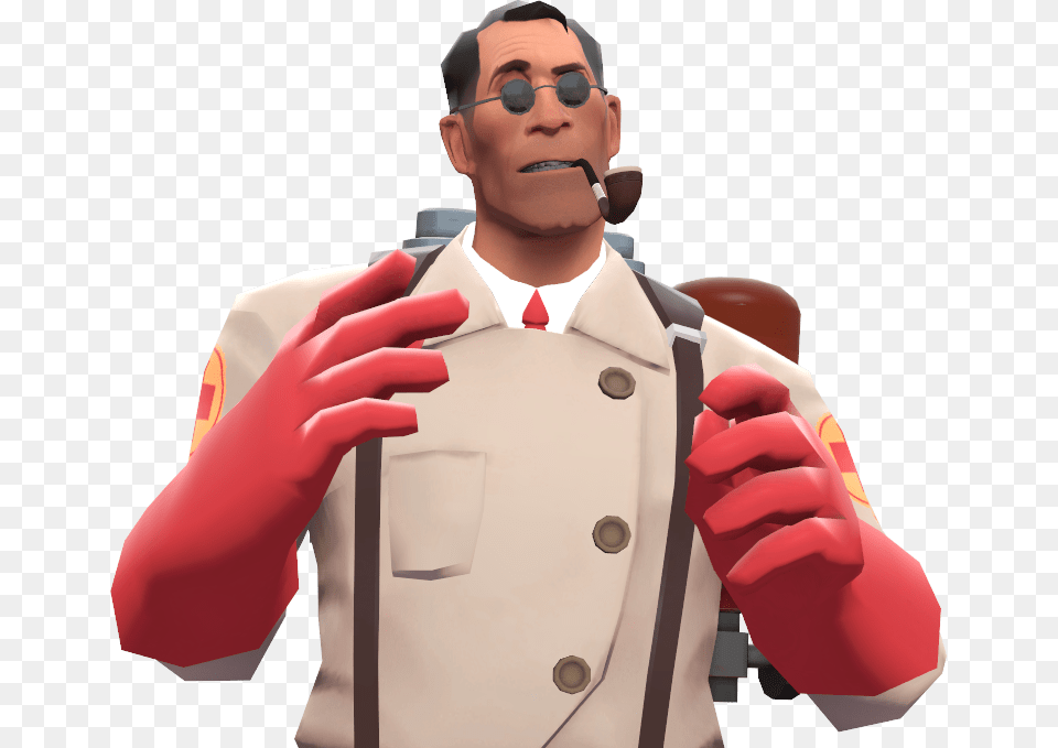 Medic With The Nine Pipe Problem Tf2 Medic, Clothing, Glove, Vest, Smoke Pipe Free Transparent Png