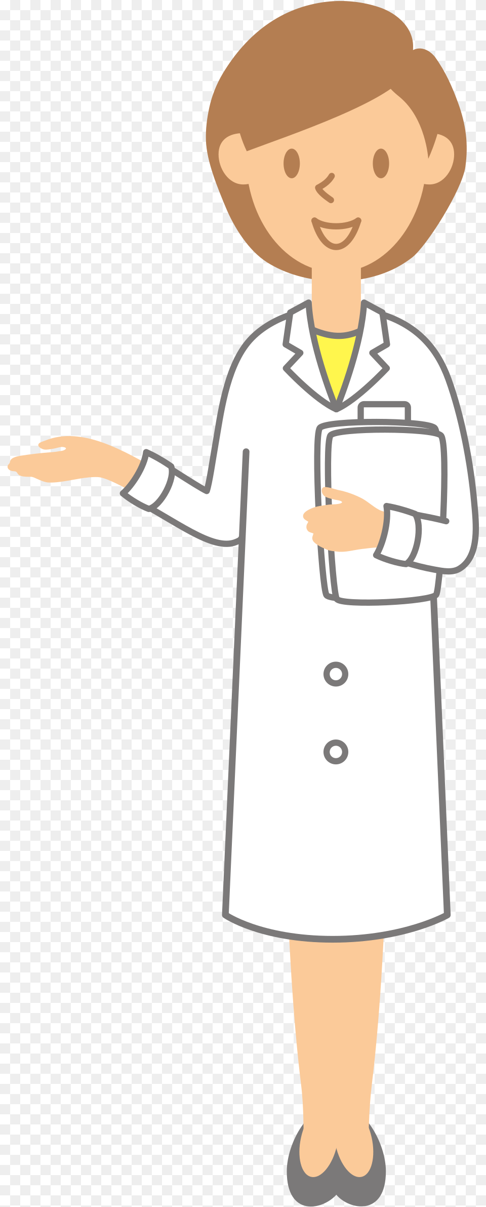 Medical Clipart Female Doctor Doctor Pointing Cartoon Left, Clothing, Coat, Lab Coat, Boy Free Png