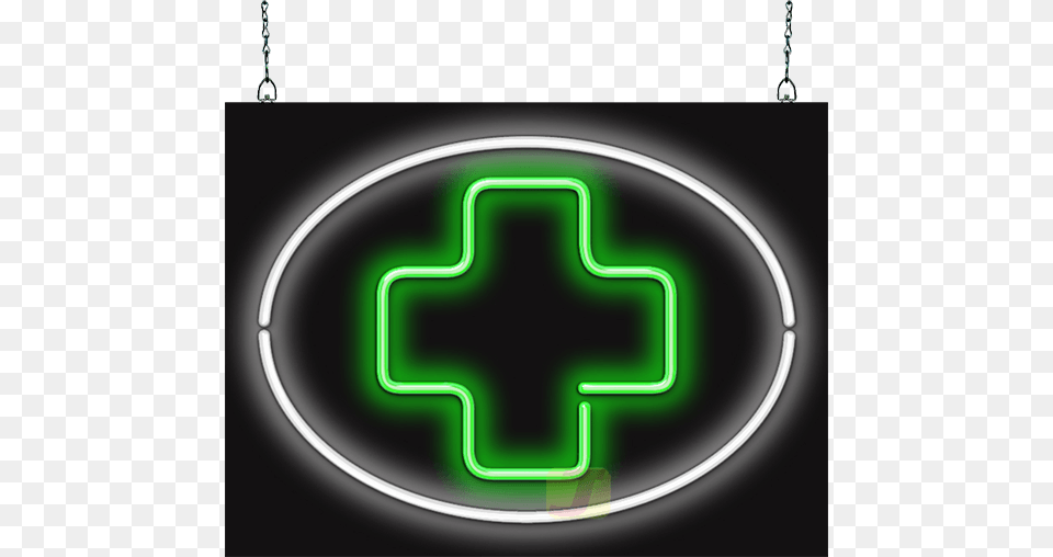 Medical Cross Inside Circle Neon Sign Medicine, Light, Gas Pump, Machine, Pump Free Transparent Png