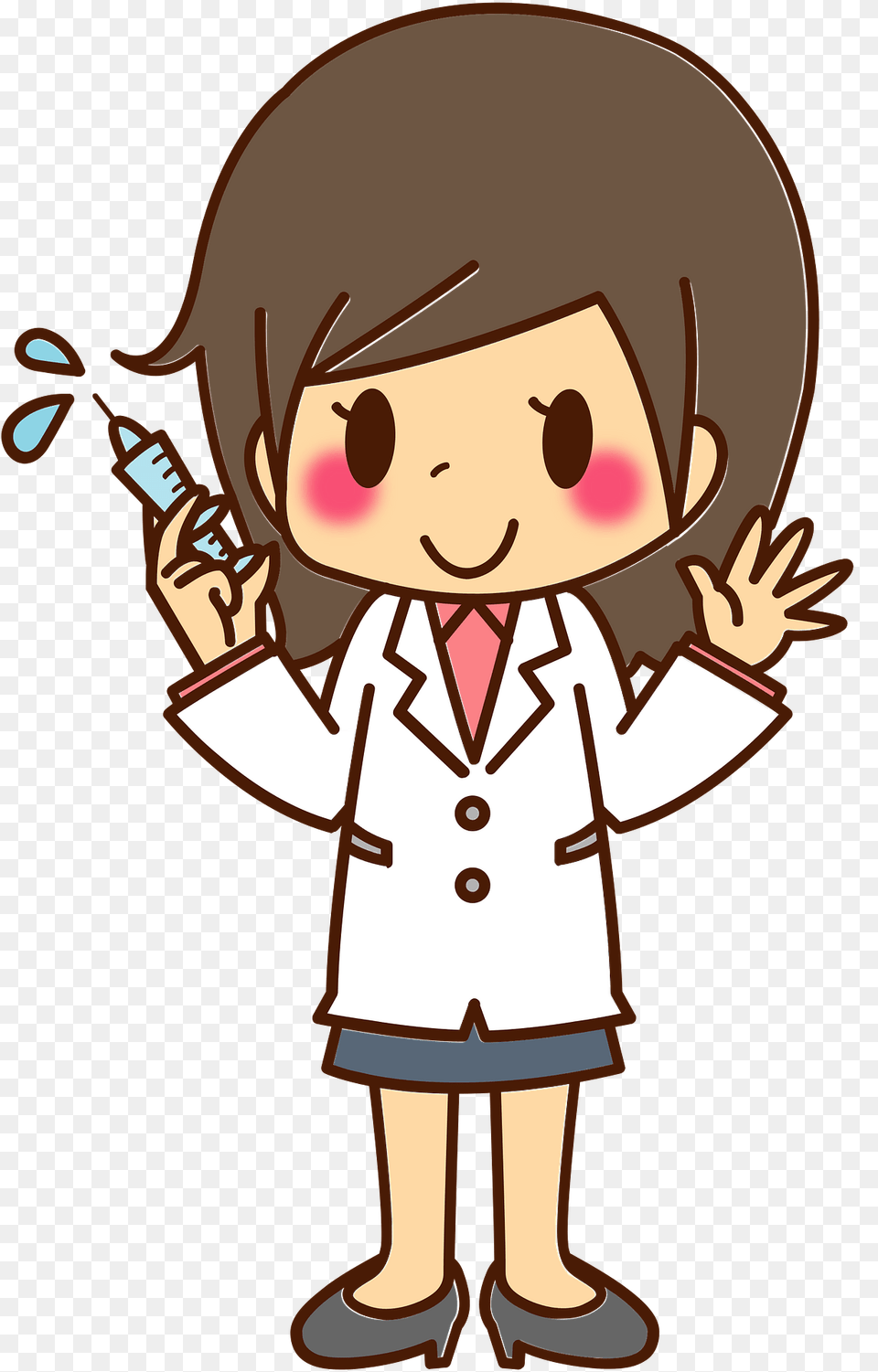 Medical Doctor Woman Is Holding A Syringe Clipart, Clothing, Coat, Book, Comics Free Transparent Png