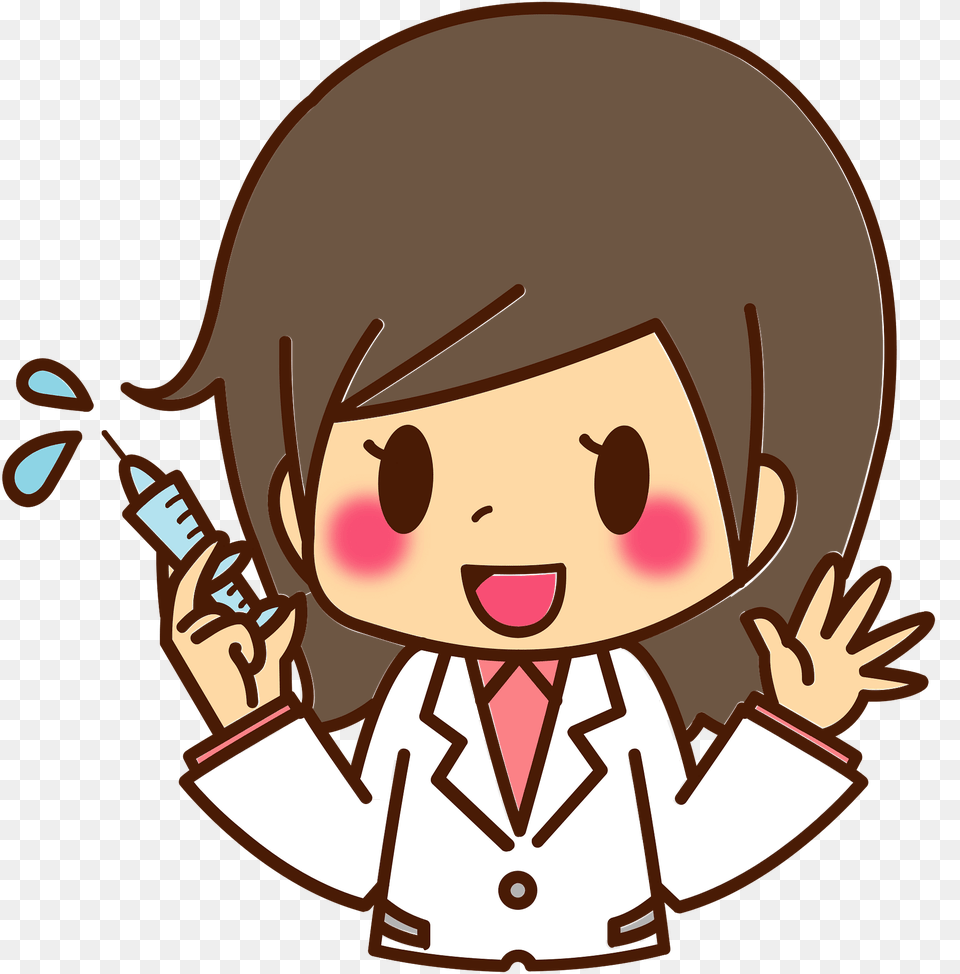 Medical Doctor Woman Is Holding A Syringe Clipart, Clothing, Coat, Photography, Book Free Png Download