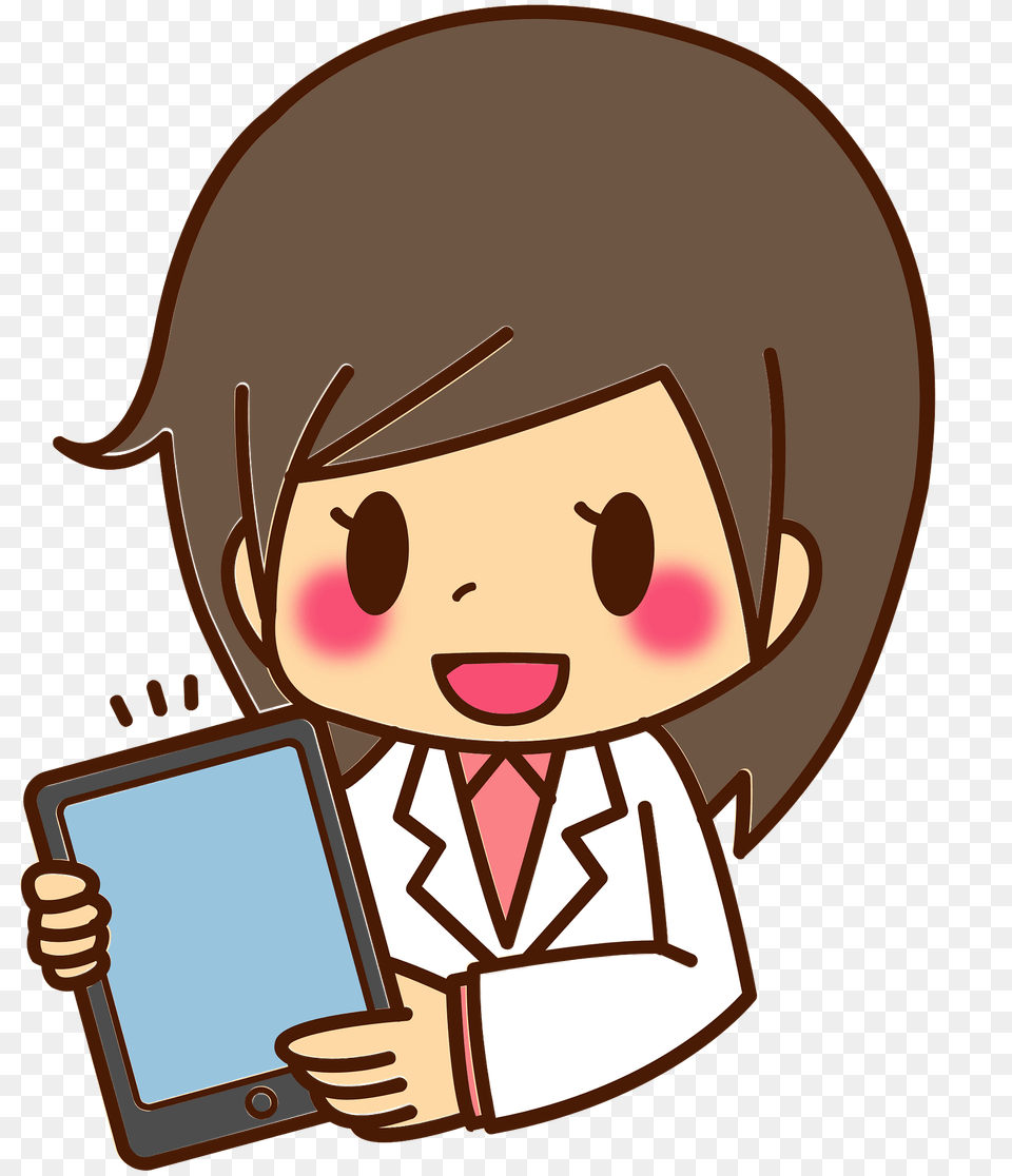 Medical Doctor Woman Is Using A Tablet Clipart, Computer, Electronics, Book, Comics Png Image
