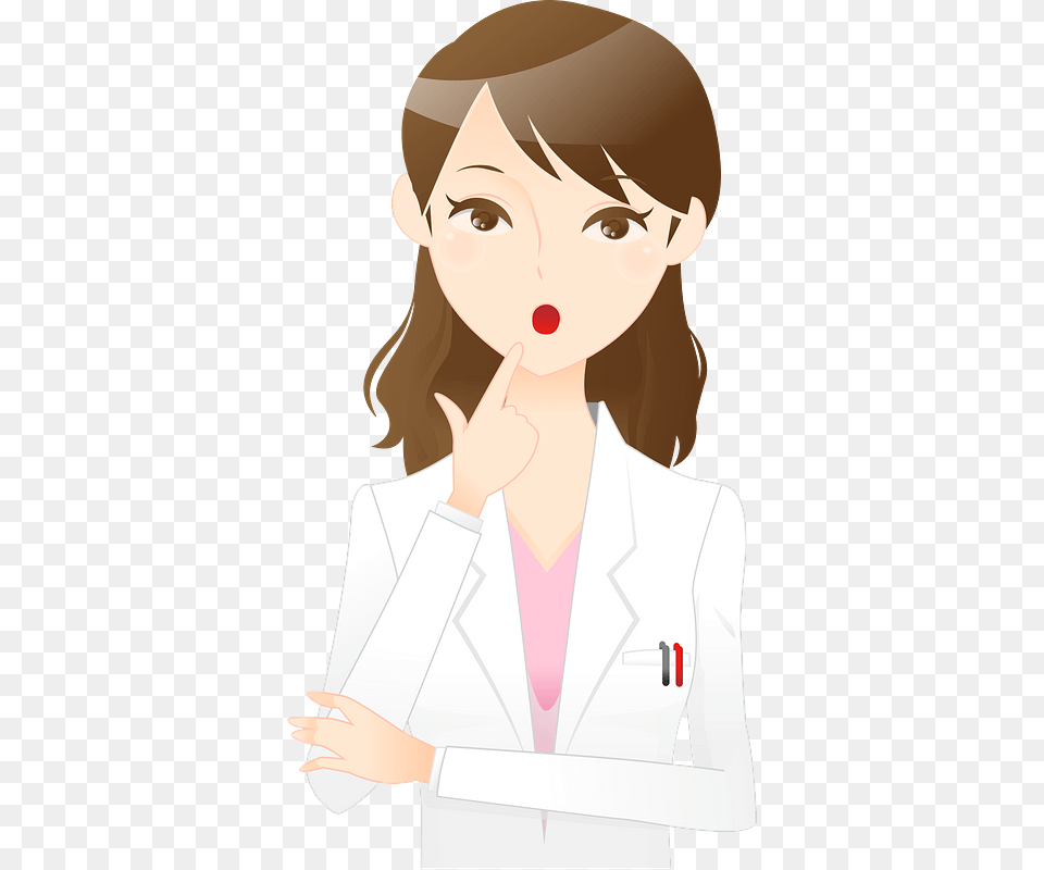 Medical Doctor Woman Thinking Clipart Cartoon, Clothing, Coat, Adult, Publication Free Png