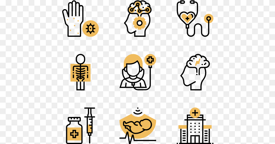 Medical Icons White And Yellow Png