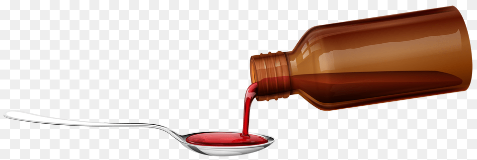 Medical Syrup And Spoon Clipart, Cutlery, Food, Glass Png Image
