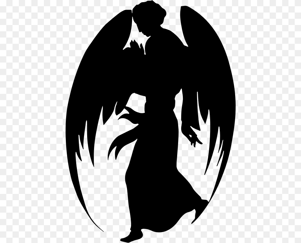 Medieval Angel Silhouette, Gray Free Png Download