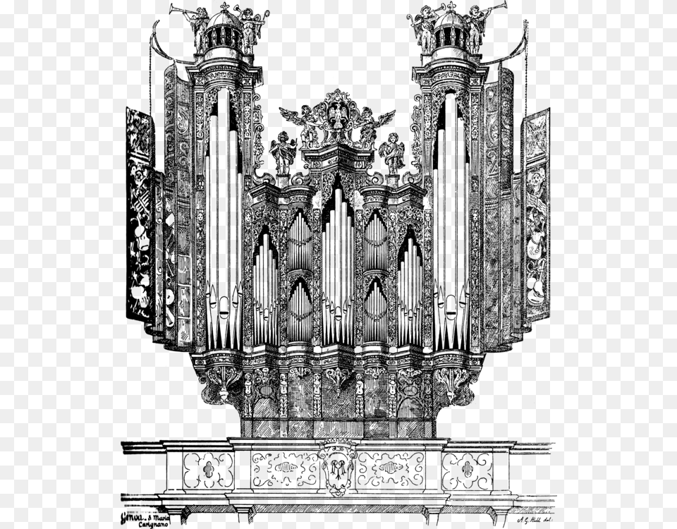 Medieval Architecturepipe Organorgan Pipe Organ Clip Art, Gray Free Png Download
