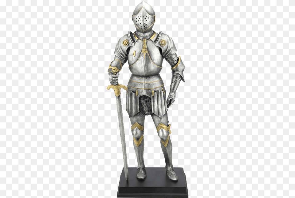 Medieval Armor Holding A Sword Statue Italian Knight Armor, Adult, Male, Man, Person Png
